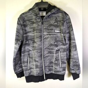 Encrypted boys medium (10/12) gray camo zip up jacket